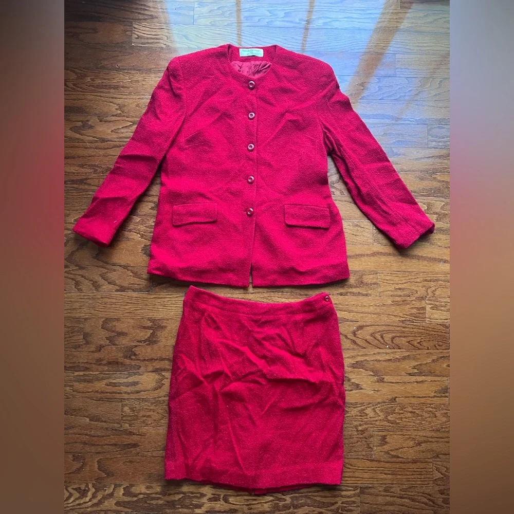 Rena Rowan Bright Red Two-Piece Skirt Set